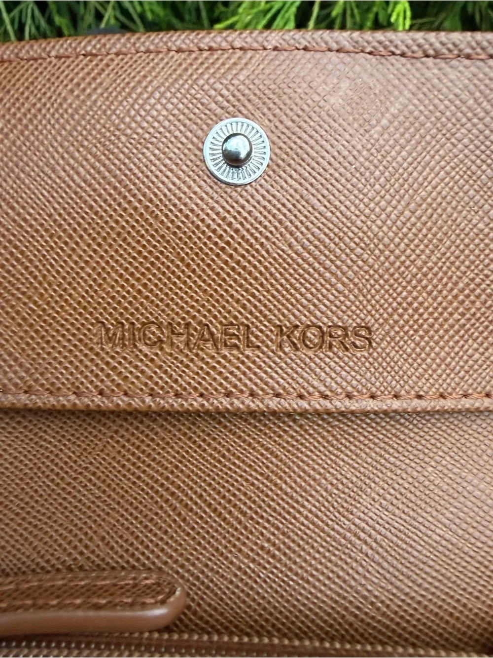 Michael Kors Brown Snake-Embossed Leather Card Case with Key Ring
